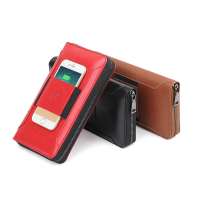 Portable Front Pocket Purse Leather Wireless Charging Wallet with Powerbank